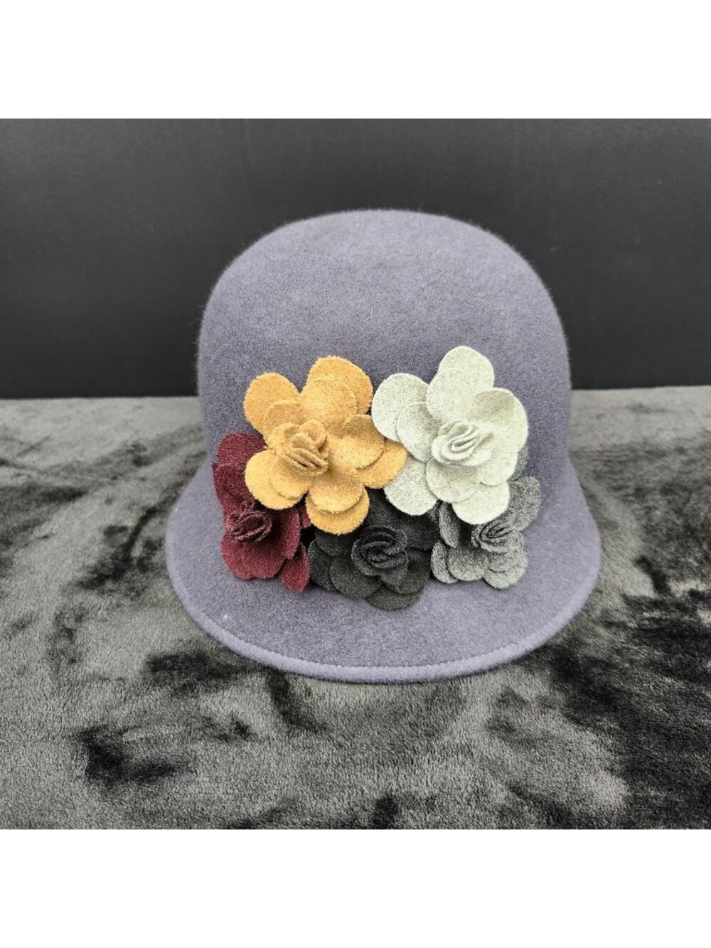 Wool Felt Flower Cloche Hat Bowler 1920s Flapper Retro Feminine Versatile Trendy